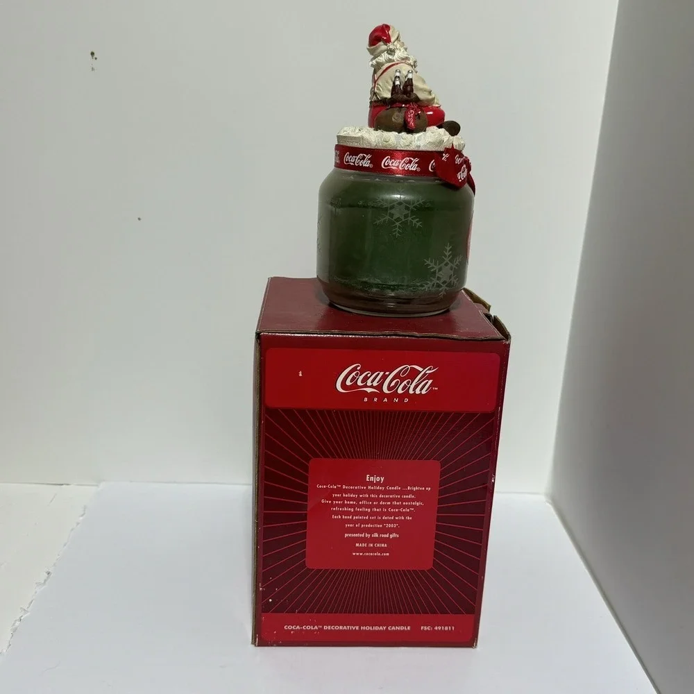 New Coca-Cola Coke Santa Candle Topper With Scented Jar Candle Open Box Unused